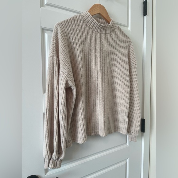 Cozy Cream Ribbed Sweater | SHEIN | L - Picture 2 of 6